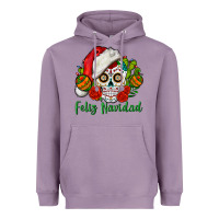 Lavender Feliz Navidad Skull Heavyweight Hoodie - BundleAndBundleShop