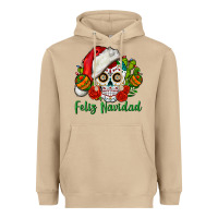 Mushroom Feliz Navidad Skull Heavyweight Hoodie - BundleAndBundleShop