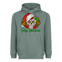 Sage Feliz Navidad Skull Heavyweight Hoodie - BundleAndBundleShop