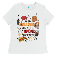 White at the ballpark is where i spend most of my day Ladies Tee - MaliasSmallBusiness
