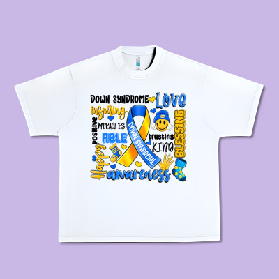 Down Syndrome Awareness Typography Urban Heavy Tee Designed By Artiststas