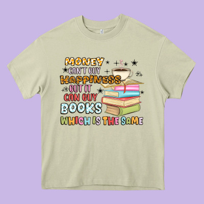 Money Can't Buy Happiness But It Can Buy Books Heavy Core Tee Designed By Maliassmallbusiness