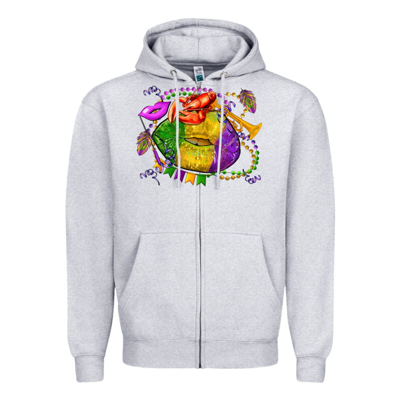 Mardi Gras Lips Olivia Zipper Hoodie by OliviaCreatesArt | Teevron
