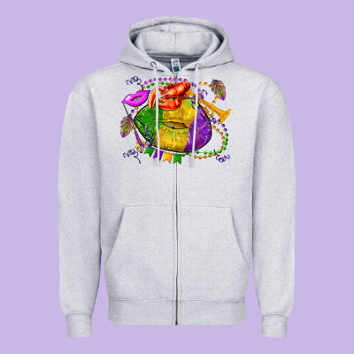 Mardi Gras Lips Olivia Zipper Hoodie Designed By Oliviacreatesart