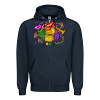 Navy mardi gras lips olivia Zipper Hoodie - OliviaCreatesArt