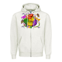 Oatmeal Heather mardi gras lips olivia Zipper Hoodie - OliviaCreatesArt