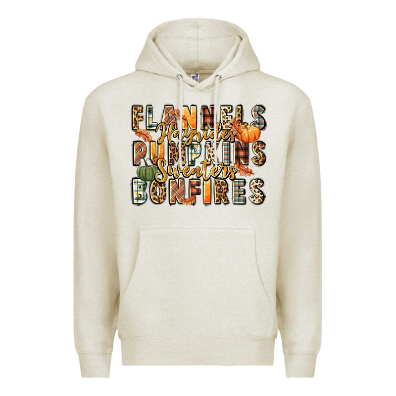 Flannels Hayrides Pumpkins  Bonfires Premium Hoodie by FaDigitalArtStudio | Teevron