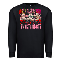 Black Valentine's Day My Class Is Full Of Sweet Hearts Premium Sweatshirt - FaDigitalArtStudio