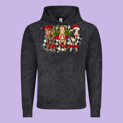 Feliz Navidad Heifers Front View Vintage Hoodie Designed By Ranaportraitstore