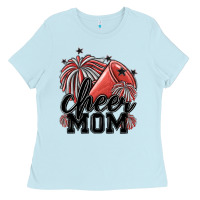 Baby Blue cheer mom Ladies Tee - MaliasSmallBusiness