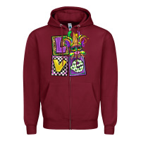 Burgundy love mardi gras Zipper Hoodie - OliviaCreatesArt