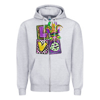 Heather Grey love mardi gras Zipper Hoodie - OliviaCreatesArt