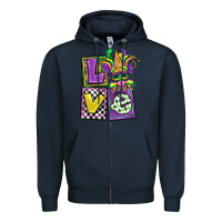 Navy love mardi gras Zipper Hoodie - OliviaCreatesArt