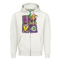 Oatmeal Heather love mardi gras Zipper Hoodie - OliviaCreatesArt