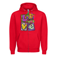 Red love mardi gras Zipper Hoodie - OliviaCreatesArt