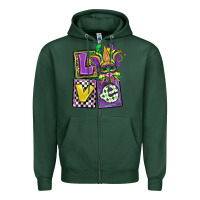 Sports Green love mardi gras Zipper Hoodie - OliviaCreatesArt