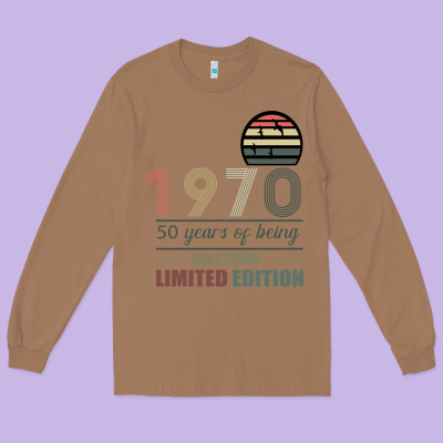 Vintage 1970 Limited Edition 50 Years Of Being Awe Long Sleeve Tee Designed By Bettercallsaul