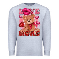 Heather Grey love more with toy bear Premium Sweatshirt - FaDigitalArtStudio