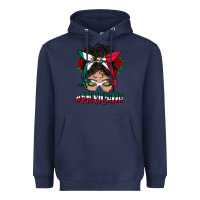 Navy Mexicana Messy Bun Mama Heavyweight Hoodie - BundleAndBundleShop