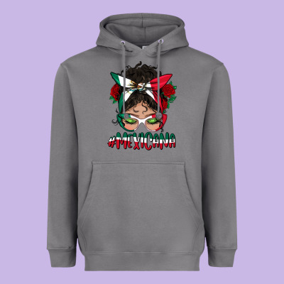 Mexicana Messy Bun Mama Heavyweight Hoodie Designed By Bundleandbundleshop