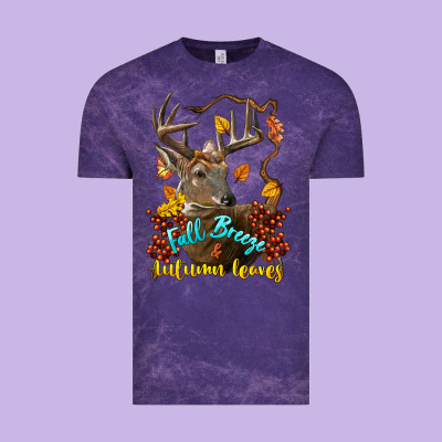 Fall Breeze And Autumn Leaves Deer Vintage Tee Designed By Lillyallendesigns