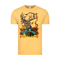Vintage Mustard Fall Breeze And Autumn Leaves Deer Vintage Tee - LillyAllenDesigns