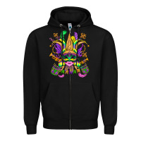 Black mardi gras mask Zipper Hoodie - OliviaCreatesArt