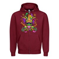 Burgundy mardi gras mask Zipper Hoodie - OliviaCreatesArt