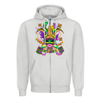 Dove Grey mardi gras mask Zipper Hoodie - OliviaCreatesArt