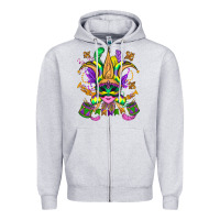 Heather Grey mardi gras mask Zipper Hoodie - OliviaCreatesArt