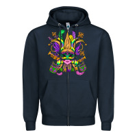 Navy mardi gras mask Zipper Hoodie - OliviaCreatesArt