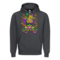 Smoke mardi gras mask Zipper Hoodie - OliviaCreatesArt