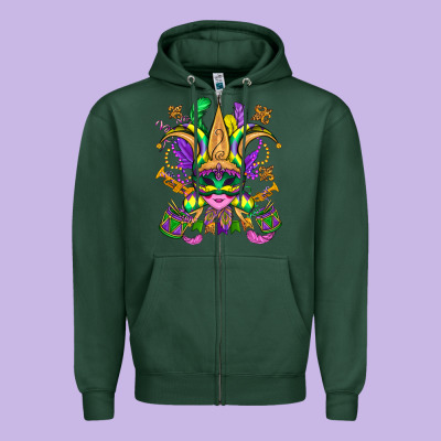 Mardi Gras Mask Zipper Hoodie Designed By Oliviacreatesart