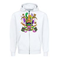 White mardi gras mask Zipper Hoodie - OliviaCreatesArt
