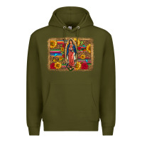 Army Green Our Lady Of Guadalupe Glitter Leopard Flowers Premium Hoodie - FaDigitalArtStudio
