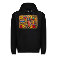 Black Our Lady Of Guadalupe Glitter Leopard Flowers Premium Hoodie - FaDigitalArtStudio