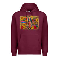Burgundy Our Lady Of Guadalupe Glitter Leopard Flowers Premium Hoodie - FaDigitalArtStudio