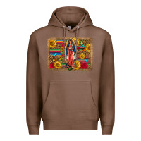 Chestnut Our Lady Of Guadalupe Glitter Leopard Flowers Premium Hoodie - FaDigitalArtStudio