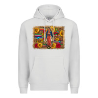 Dove Grey Our Lady Of Guadalupe Glitter Leopard Flowers Premium Hoodie - FaDigitalArtStudio