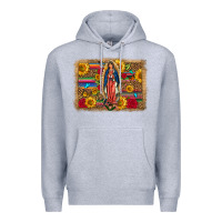 Heather Grey Our Lady Of Guadalupe Glitter Leopard Flowers Premium Hoodie - FaDigitalArtStudio