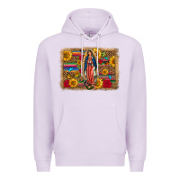 Lilac Our Lady Of Guadalupe Glitter Leopard Flowers Premium Hoodie - FaDigitalArtStudio