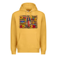Mustard Our Lady Of Guadalupe Glitter Leopard Flowers Premium Hoodie - FaDigitalArtStudio
