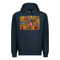 Navy Our Lady Of Guadalupe Glitter Leopard Flowers Premium Hoodie - FaDigitalArtStudio