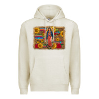 Oatmeal Heather Our Lady Of Guadalupe Glitter Leopard Flowers Premium Hoodie - FaDigitalArtStudio