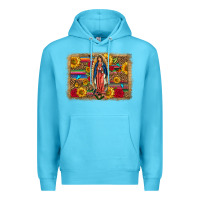 Ocean Blue Our Lady Of Guadalupe Glitter Leopard Flowers Premium Hoodie - FaDigitalArtStudio