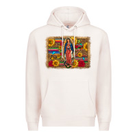 Pale Pink Our Lady Of Guadalupe Glitter Leopard Flowers Premium Hoodie - FaDigitalArtStudio