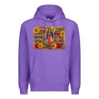 Purple Our Lady Of Guadalupe Glitter Leopard Flowers Premium Hoodie - FaDigitalArtStudio