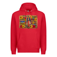 Red Our Lady Of Guadalupe Glitter Leopard Flowers Premium Hoodie - FaDigitalArtStudio