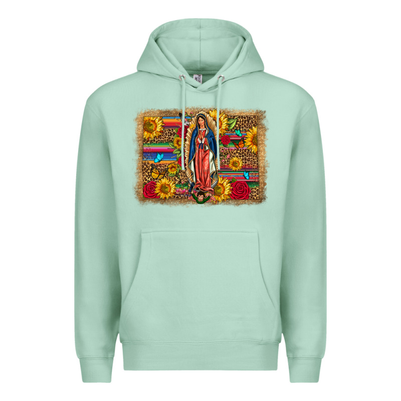 Our Lady Of Guadalupe Glitter Leopard Flowers Premium Hoodie by FaDigitalArtStudio | Teevron