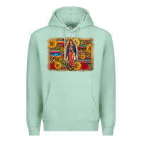 Seafoam Our Lady Of Guadalupe Glitter Leopard Flowers Premium Hoodie - FaDigitalArtStudio